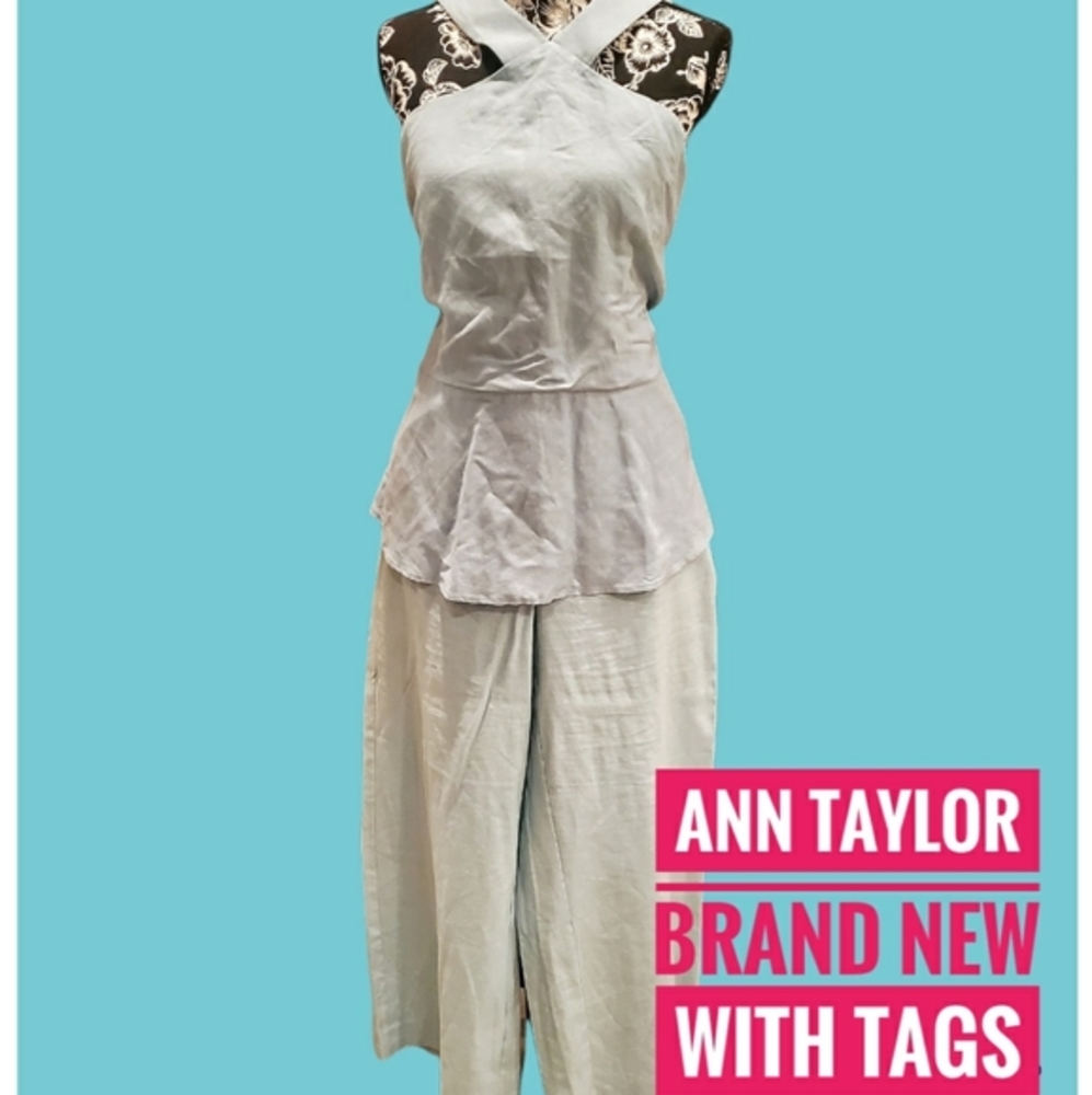 ANN TAYLOR light blue linen set
